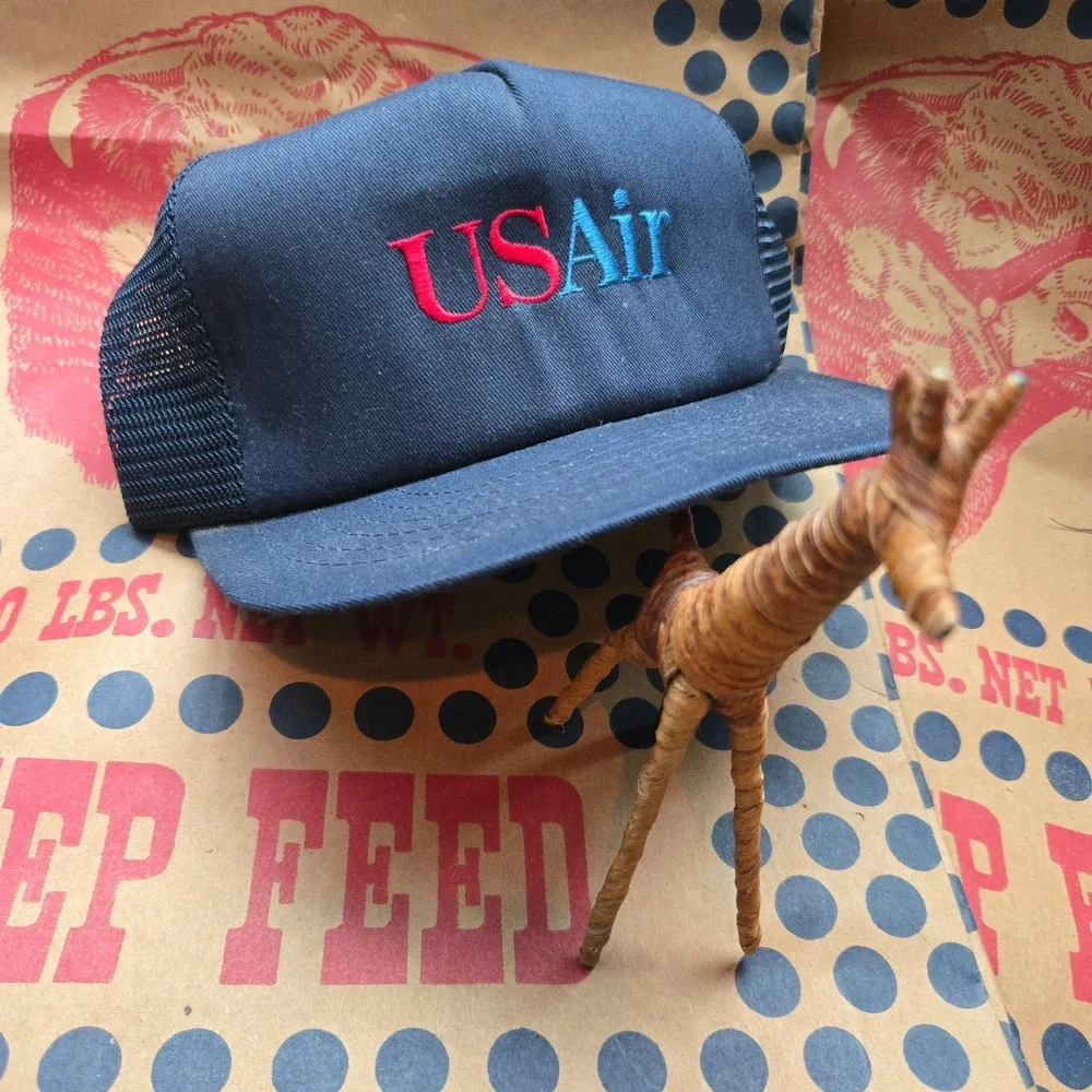 VTG Swingster USAir Airline Hat Navy Blue Aviation OSFA Mesh Back Snapback USA